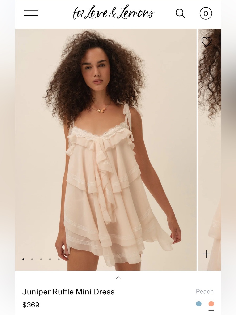For Love & Lemons Juniper Ruffle Mini Dress Size Extra Small